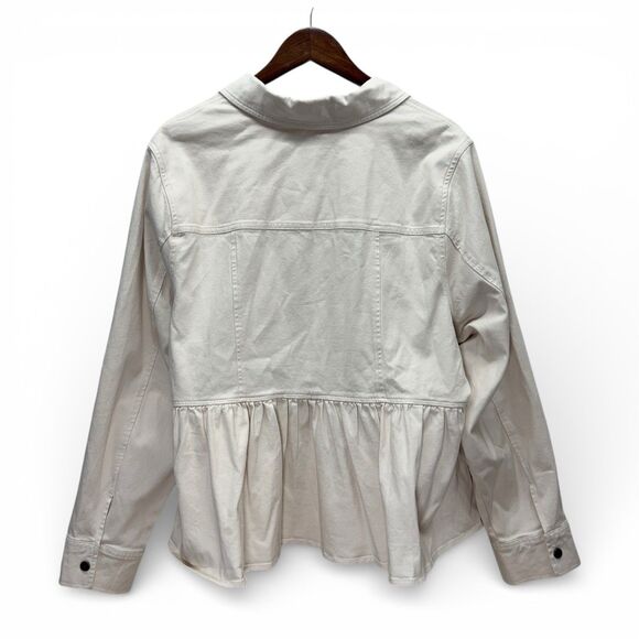 Torrid Peplum Utility Jacket Plus Size 2 Cargo Military Coat Cream Shacket Barn - Picture 2 of 7